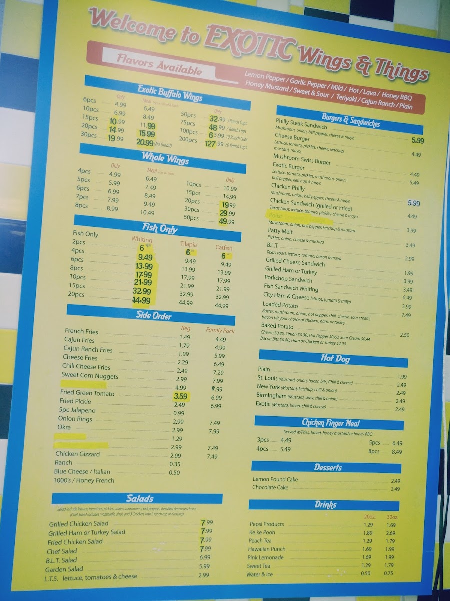 Exotic Wings & Things Menu - Image 4